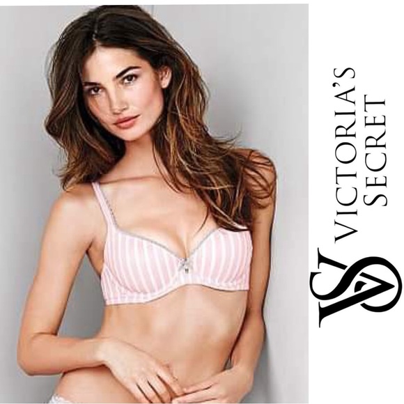Victoria's Secret | Body By Victoria Pink & Cream Striped Lined Demi | Size 36B - Picture 1 of 10